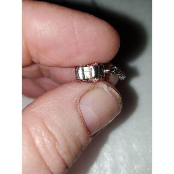 A Cookie Lee Ankle Bracelet Pink Rhinestone Flower Charm Silver Tone Chain - Picture 9 of 11